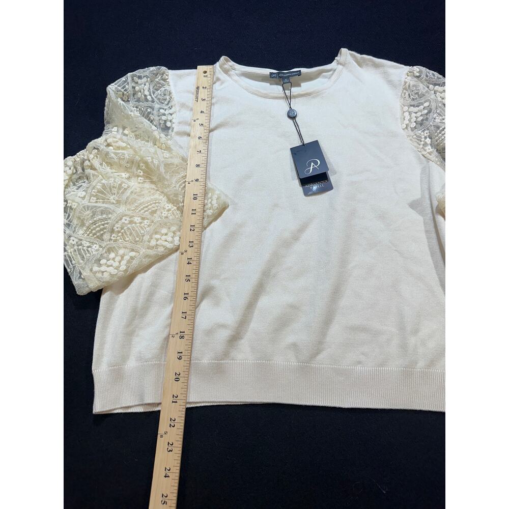 Adrianna Papell XL Ivory Lace Sleeve Sweater Romantic Cottagecore NWT - Picture 6 of 8